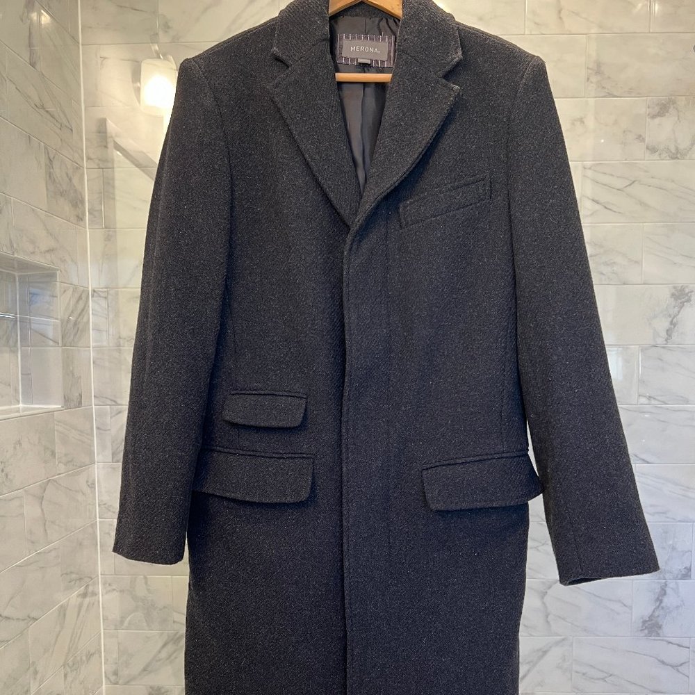 Mens Gray Top Coat - Size Small